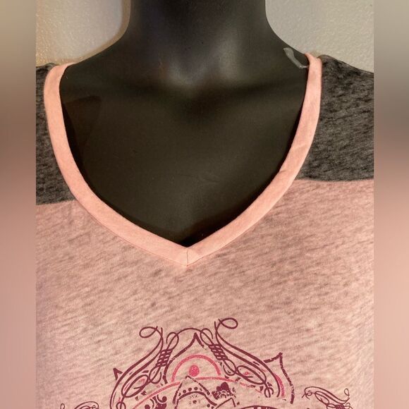 No Boundaries pink elephants semi sheer cut out back T-shirt - Picture 6 of 6